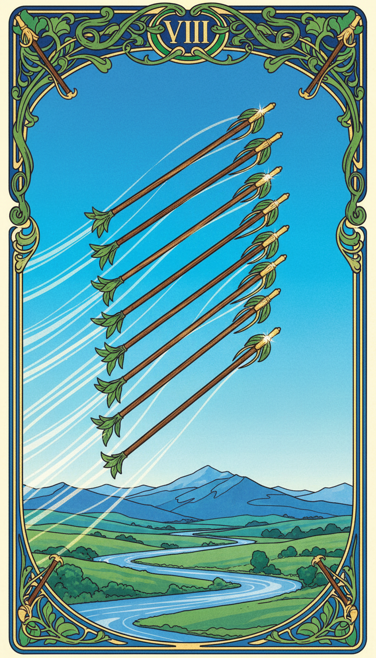 Eight of Wands tarot card